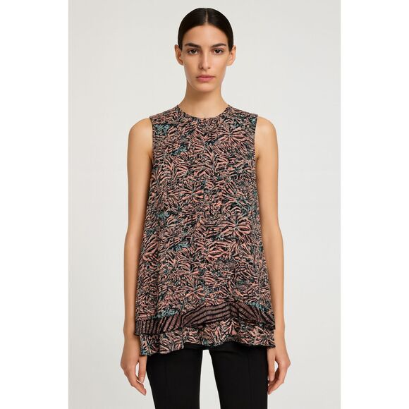 Proenza Schouler 100% Silk Multicolor Print Sleeveless Top Blouse Women's Size 4 - Picture 1 of 9